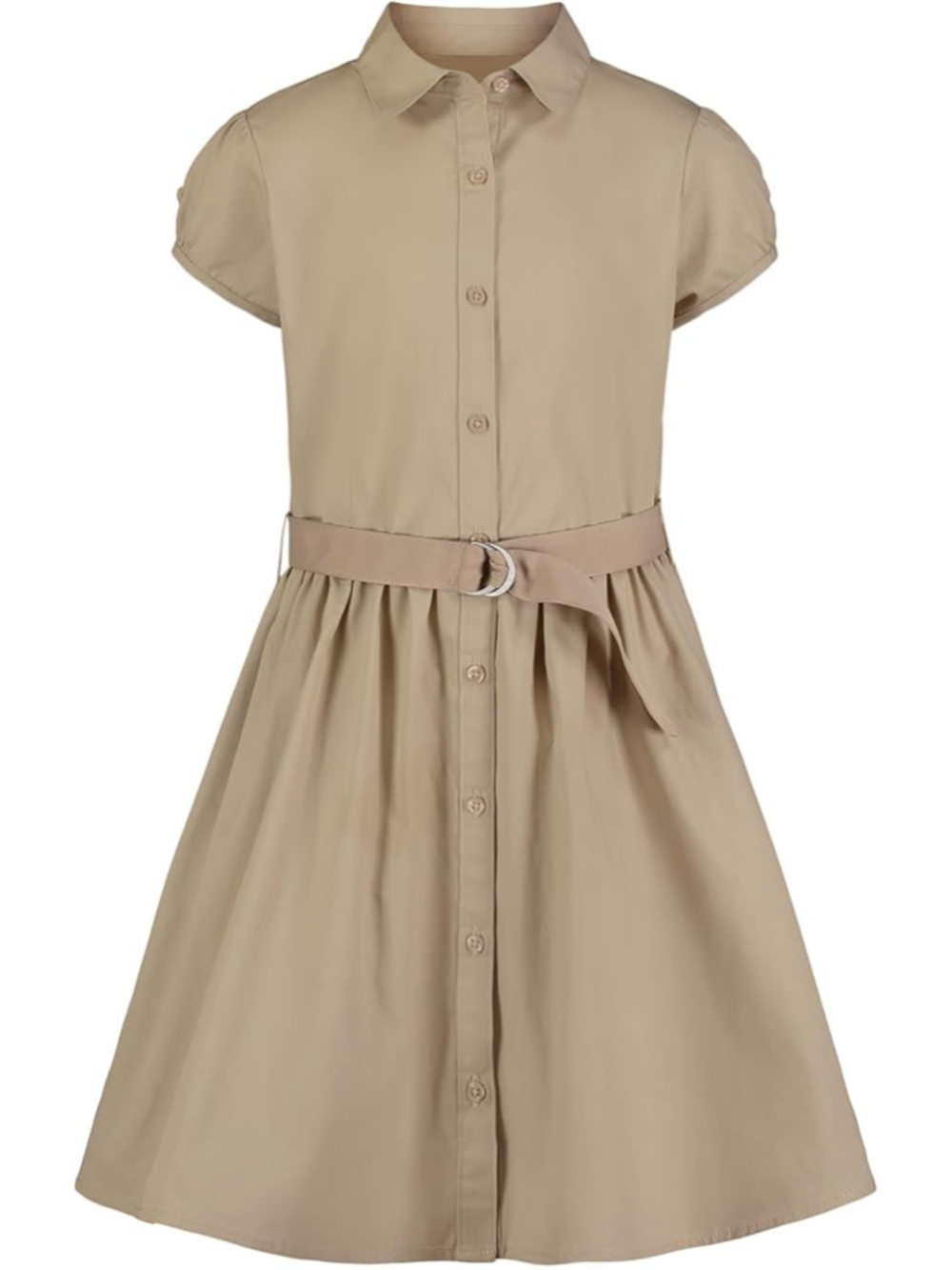 Nautica Girls' School Uniform Short Sleeve Shirtdress Size S4 Khaki